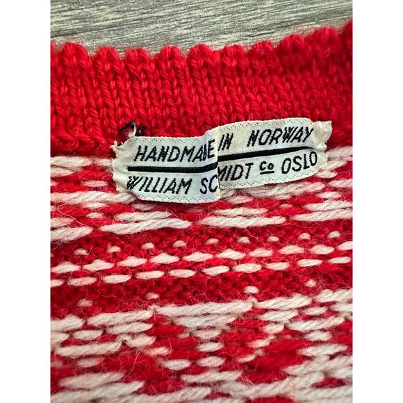 William Schmidt Co Oslo child Red White Christmas Cardigan Sweater handmade - Picture 6 of 8